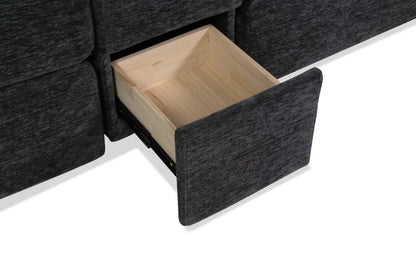 5-Piece Modular Sectional Sofa with Storage Ottoman & USB Charging Console 132" Wide Charcoal or Gray BOM132