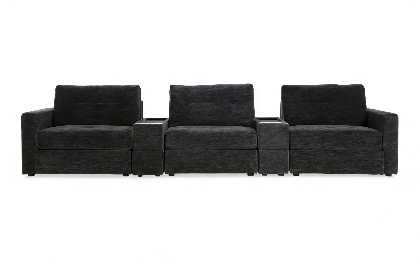 5-Piece Modular Sectional Sofa with Storage & USB Charging Console 147" Wide Charcoal/Gray BO916