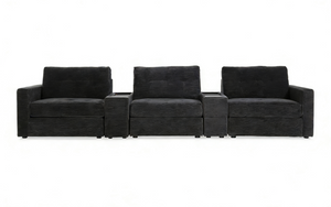 5-Piece Modular Sectional Sofa with Storage & USB Charging Console 147" Wide Charcoal/Gray BO916
