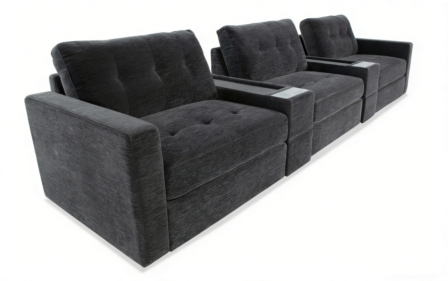 5-Piece Modular Sectional Sofa with Storage & USB Charging Console 147" Wide Charcoal/Gray BO916