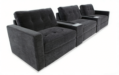 5-Piece Modular Sectional Sofa with Storage & USB Charging Console 147" Wide Charcoal/Gray BO916