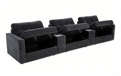 5-Piece Modular Sectional Sofa with Storage & USB Charging Console 147" Wide Charcoal/Gray BO916