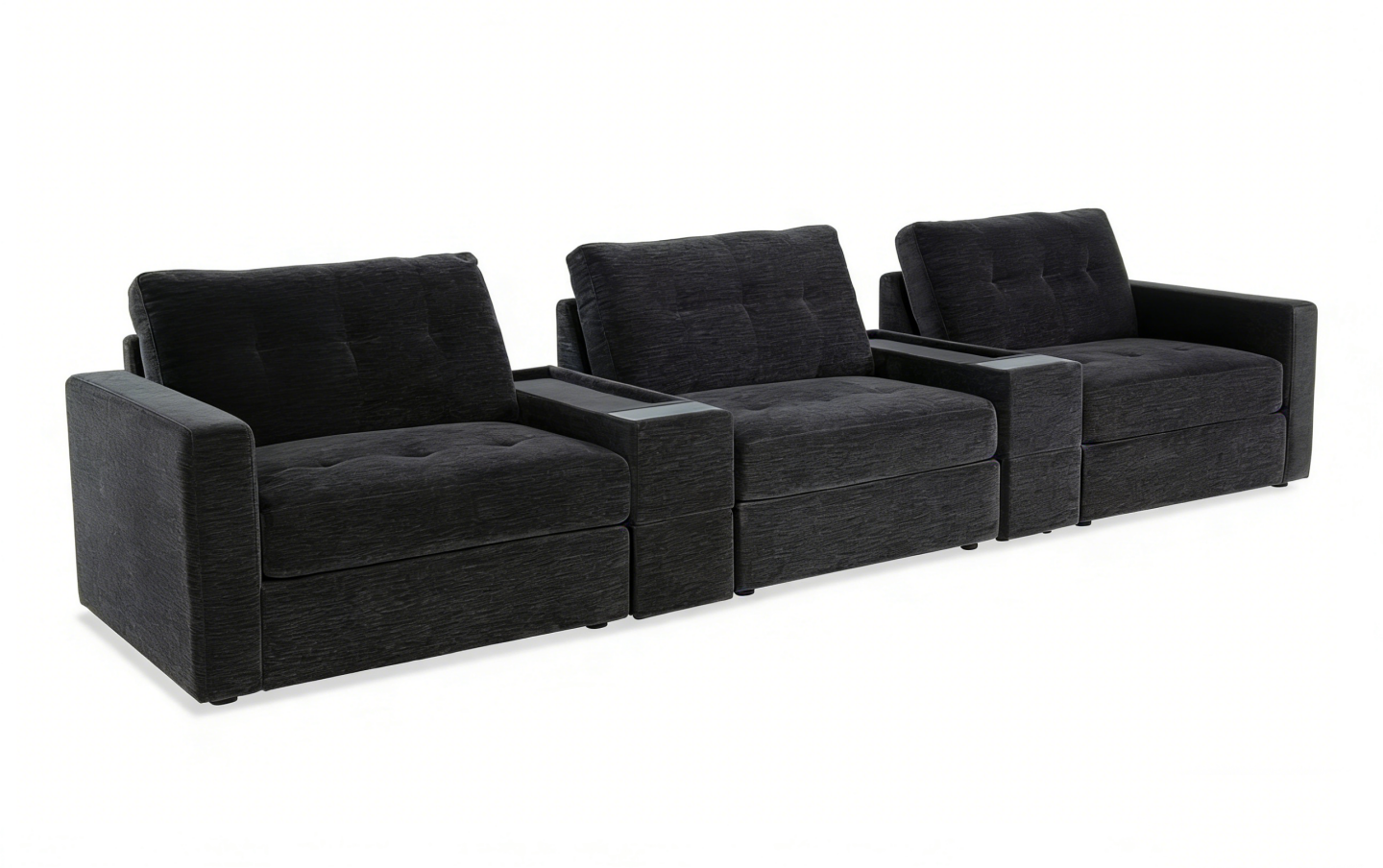 5-Piece Modular Sectional Sofa with Storage & USB Charging Console 147" Wide Charcoal/Gray BO916