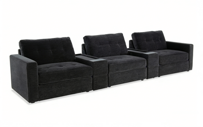 5-Piece Modular Sectional Sofa with Storage & USB Charging Console 147" Wide Charcoal/Gray BO916