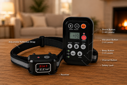 FZZW 2-in-1 Dog Training Collar & Automatic Anti-Barking Device – 1000 ft Remote Range, Model Z-8