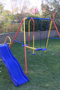 Colorful Kids Playground Set with Slide, Swings, and Air-Glider for Ages 3 to 8