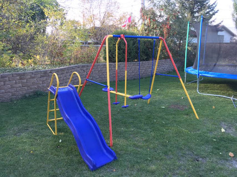Colorful Kids Playground Set with Slide, Swings, and Air-Glider for Ages 3 to 8