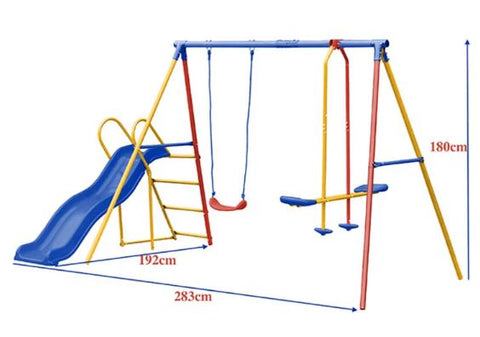 Colorful Kids Playground Set with Slide, Swings, and Air-Glider for Ages 3 to 8