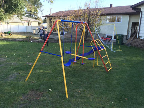 Colorful Kids Playground Set with Slide, Swings, and Air-Glider for Ages 3 to 8