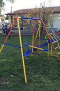 Colorful Kids Playground Set with Slide, Swings, and Air-Glider for Ages 3 to 8