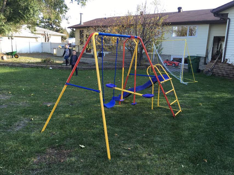 Colorful Kids Playground Set with Slide, Swings, and Air-Glider for Ages 3 to 8