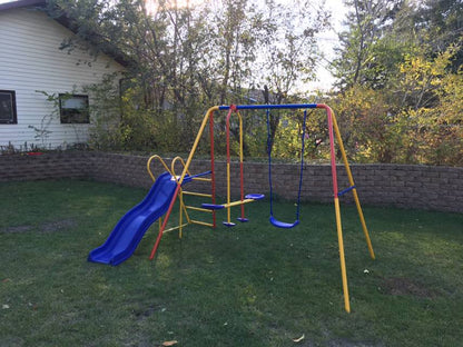 Colorful Kids Playground Set with Slide, Swings, and Air-Glider for Ages 3 to 8