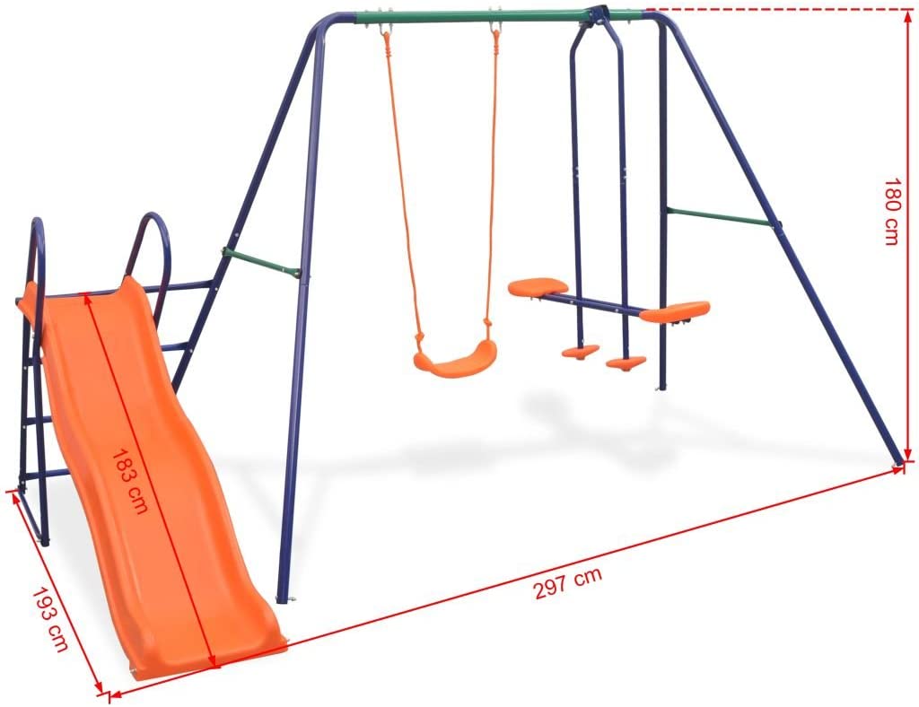Colorful Kids Playground Set with Slide, Swings, and Air-Glider for Ages 3 to 8
