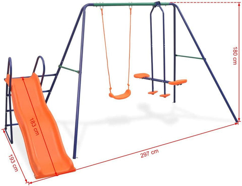 Colorful Kids Playground Set with Slide, Swings, and Air-Glider for Ages 3 to 8