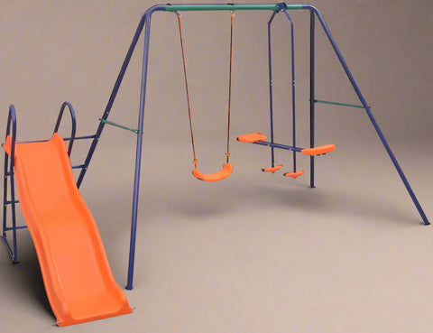 Colorful Kids Playground Set with Slide, Swings, and Air-Glider for Ages 3 to 8