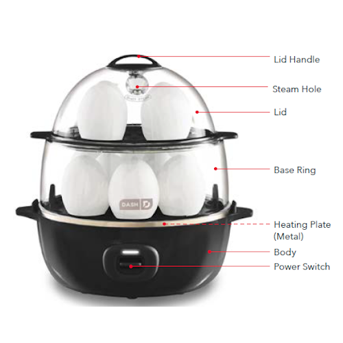 Deluxe Express Egg Cooker – 12-Egg Capacity, One-Touch Cooking, 500W DEC12E