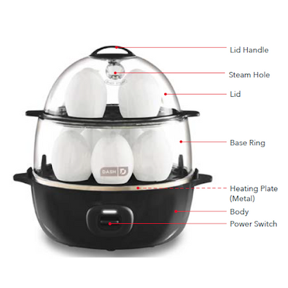 Deluxe Express Egg Cooker – 12-Egg Capacity, One-Touch Cooking, 500W DEC12E