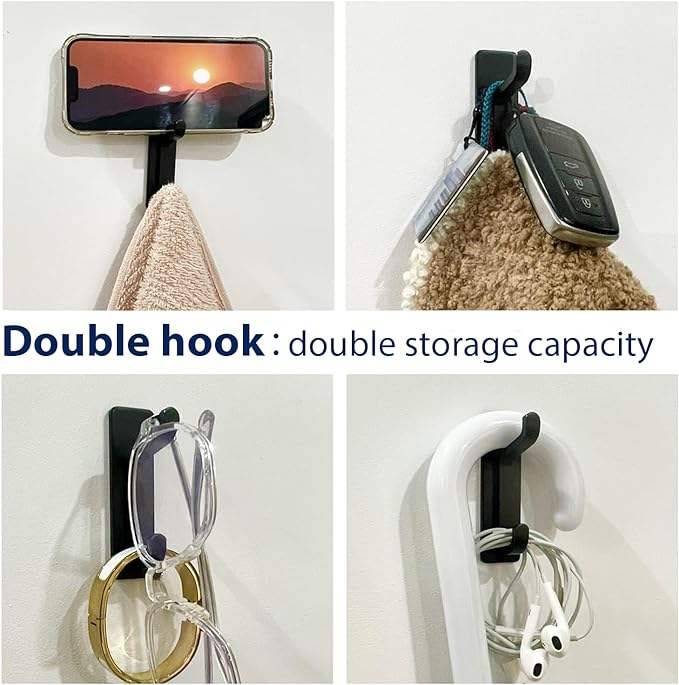Stainless Steel Over Door Hooks Heavy Duty 10LB Adhesive Door Hanger Rack Organizer DHK1195