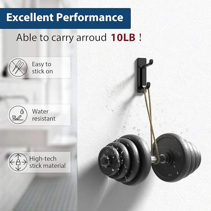 Stainless Steel Over Door Hooks Heavy Duty 10LB Adhesive Door Hanger Rack Organizer DHK1195