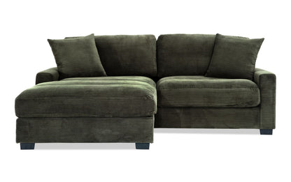 86" L-Shape Sectional Sofa with Reversible Ottoman & Pillows – Left/Right Chaise Couch Gray/Teal/Avocado BO958