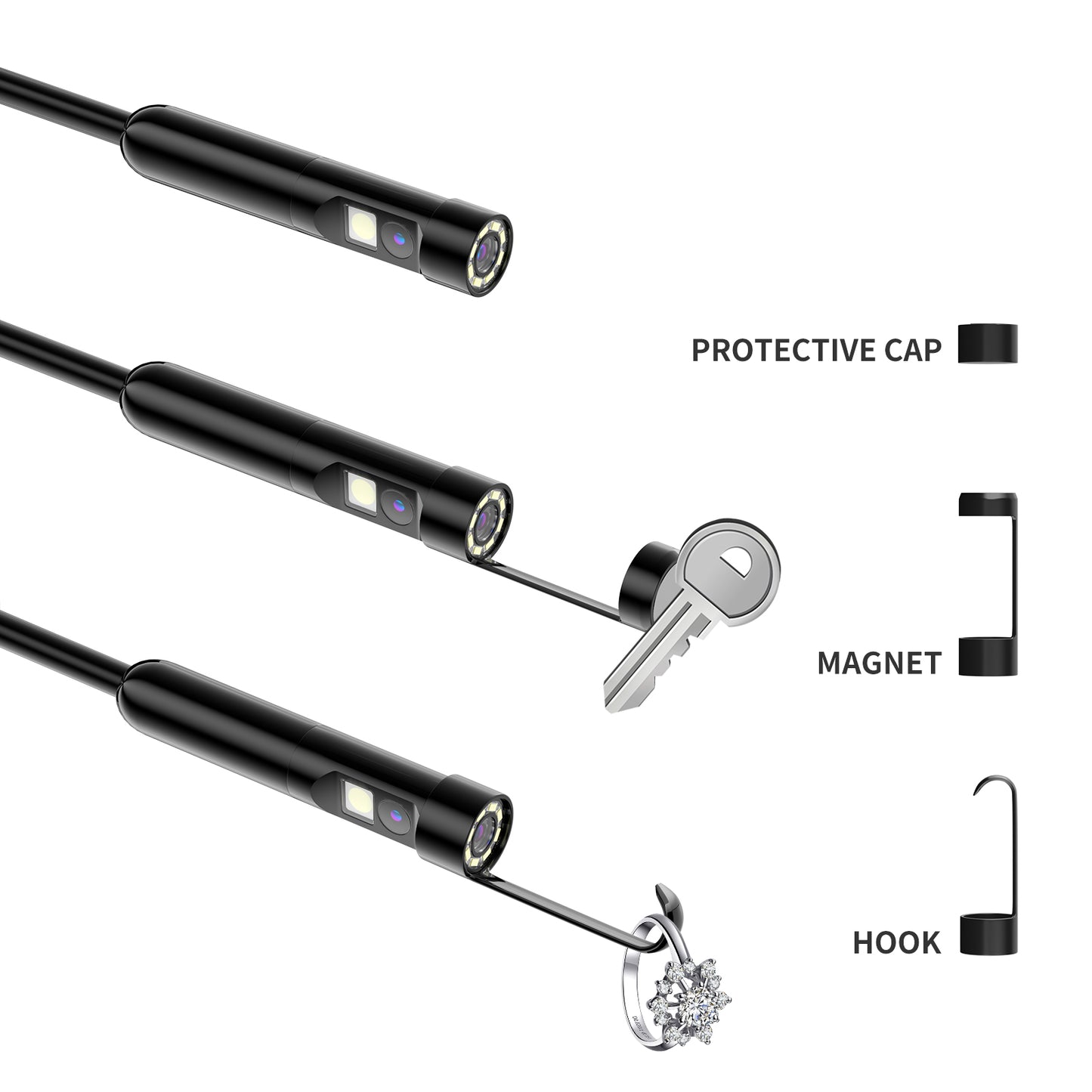 16.4 ft Dual-Lens 1920P HD Endoscope Inspection Camera LGEC100