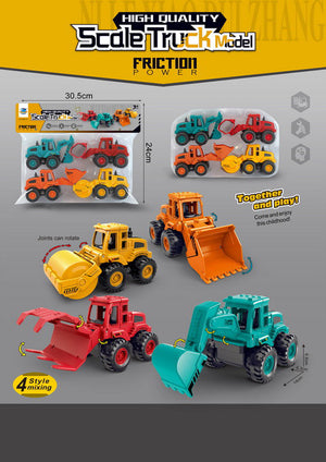 4-Piece Friction Powered Toy Car Set – Free Wheel Vehicle Play Set – FC794981