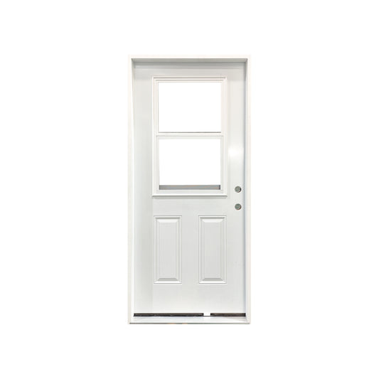 Prehung Insulated Steel Entry Doors with Dual Pane LOW-E Tempered Glass & Screen, Left or Right Hand Swing