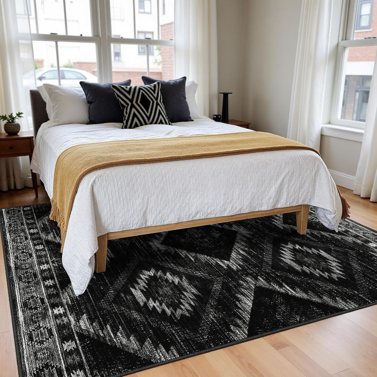 Modern Shaggy Area Rug Washable Non-Slip Geometric Carpet 4x5 5x8 6x10 FGYRUG
