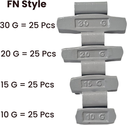 100pc Wheel Weights Set 0.25–1oz Clip-On Assorted Styles