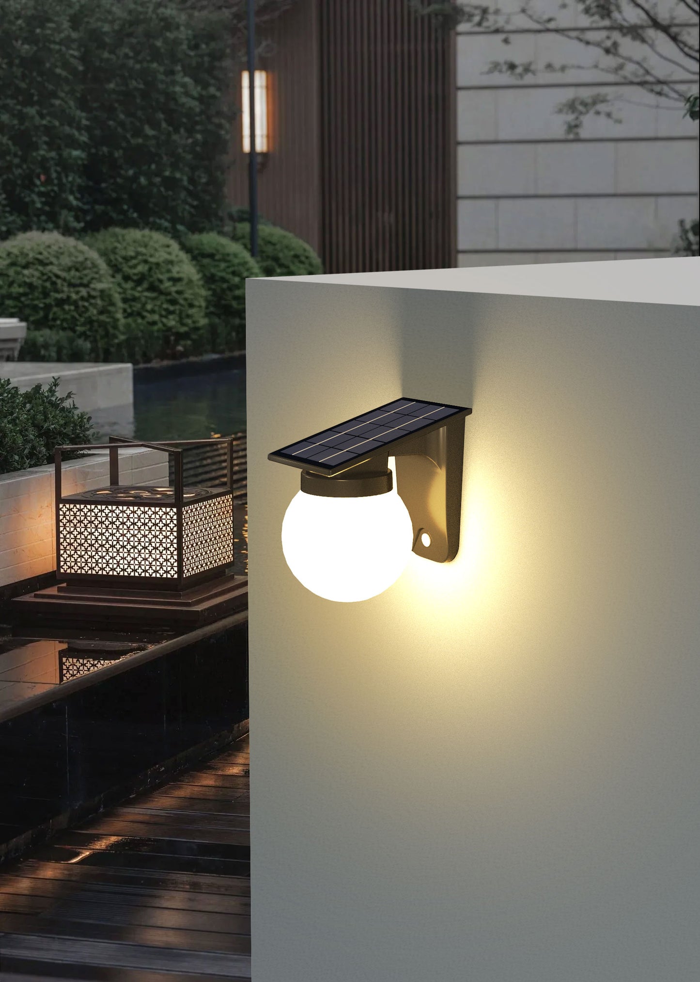 Solar Ball Wall Light 3 Color Temperature Outdoor LED Garden Light QYJG10