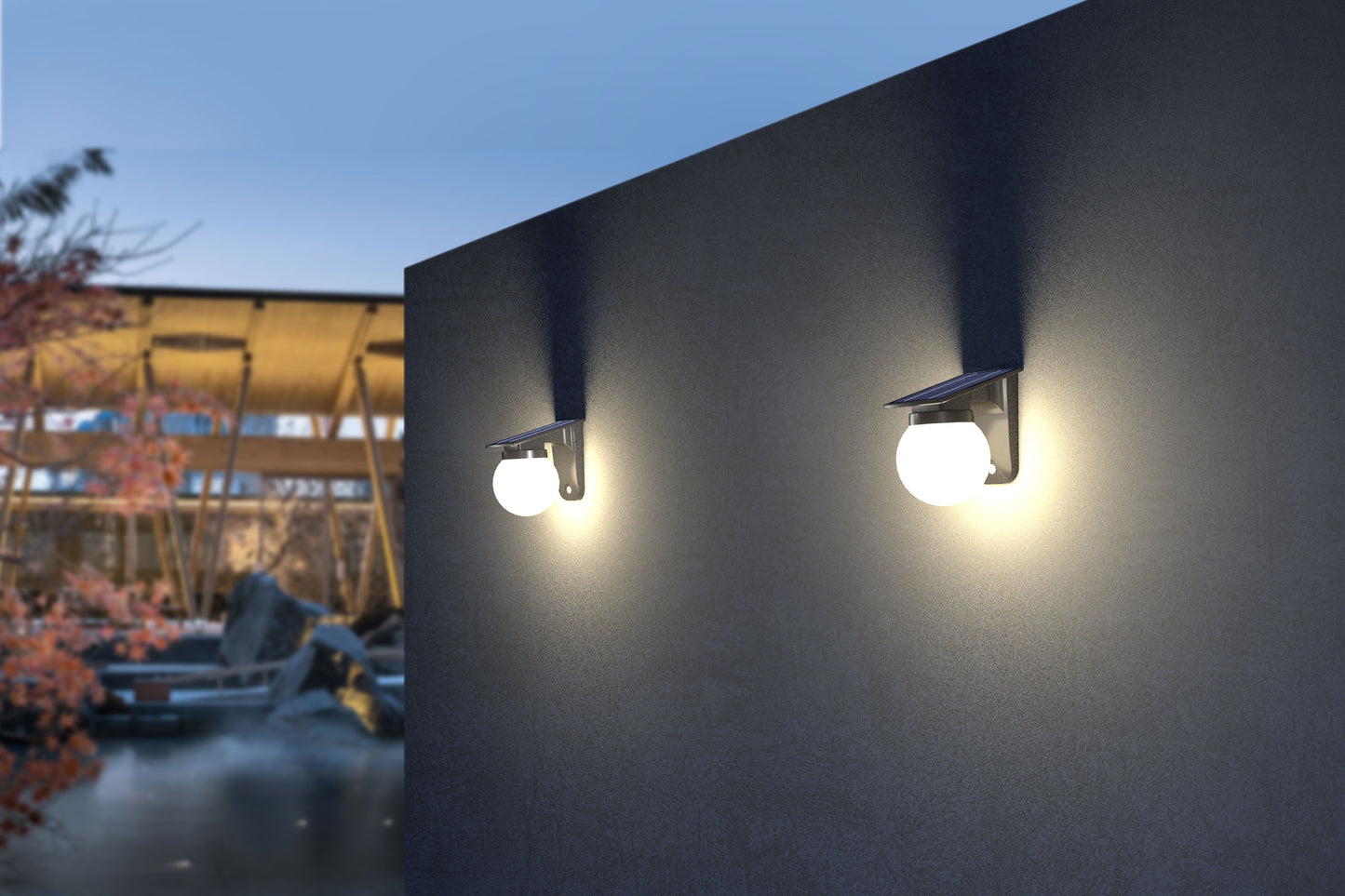 Solar Ball Wall Light 3 Color Temperature Outdoor LED Garden Light QYJG10