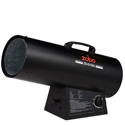 120,000–150,000 BTU Propane Forced Air Torpedo Heater with Hose, Regulator, CSA Approval, Tip-Over Protection & Continuous Spark Ignition ZBG150A