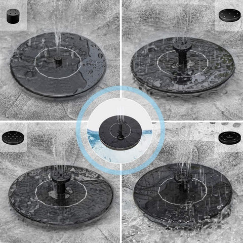 Antique copper polyresin bird bath with solar fountain

Top-down view of bird bath basin and solar pump

Decorative outdoor bird bath with stable pedestal base

Multiple fountain head options for water spray pattern

Garden setting with bird bath and solar-powered water feature