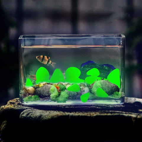 100-Pack Green Glow in the Dark Pebble Stones for Gardens, Paths, and Aquarium Décor