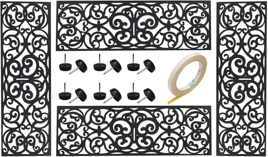 Black anti-slip rubber stair mats on outdoor steps
Close-up of grillwork pattern on rubber stair tread
Set of 4 durable black stair mats for front steps
Rubber stair mats for outdoor use in various settings
Easy-to-clean open design rubber stair treads