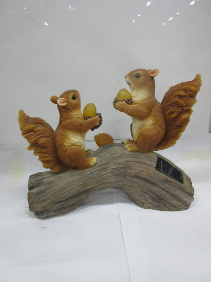 Squirrels on a Log Solar LED Garden Light | Outdoor Decorative Fixture – 954581