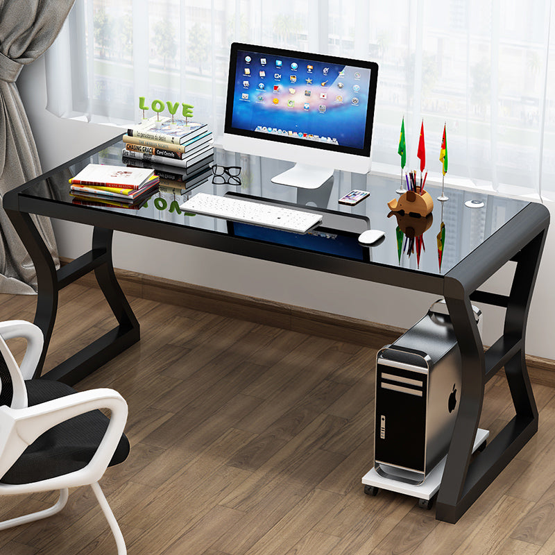 31.5" Tempered Glass Computer Desk with Metal Frame Modern Office Workstation GD010