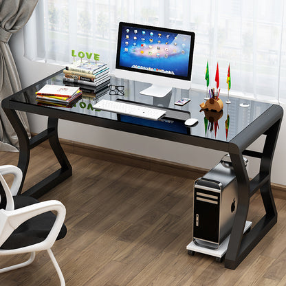 31.5" Tempered Glass Computer Desk with Metal Frame Modern Office Workstation GD010