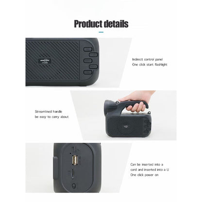 Portable Bluetooth Speaker with Flashlight USB TF FM TWS 5W GTS2068