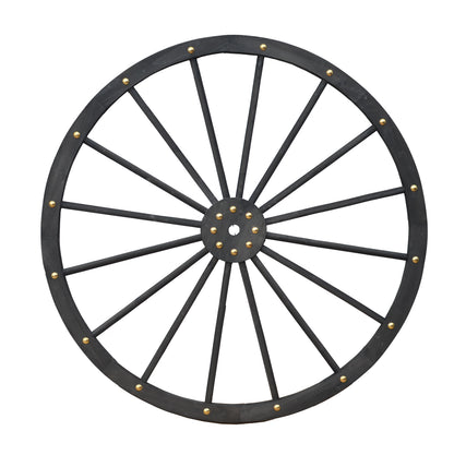 Black Solid Wood Decorative Garden Wagon Wheel Wall Decor 24 32 42 48 Inch