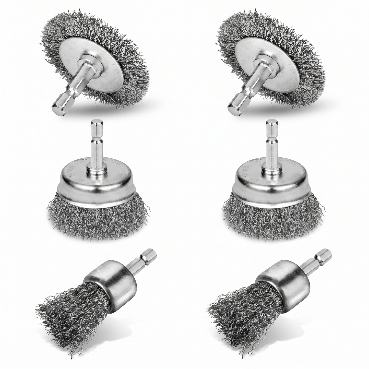 6-Piece Wire Brush Drill Attachment Set 1/4" Hex Shank T0981