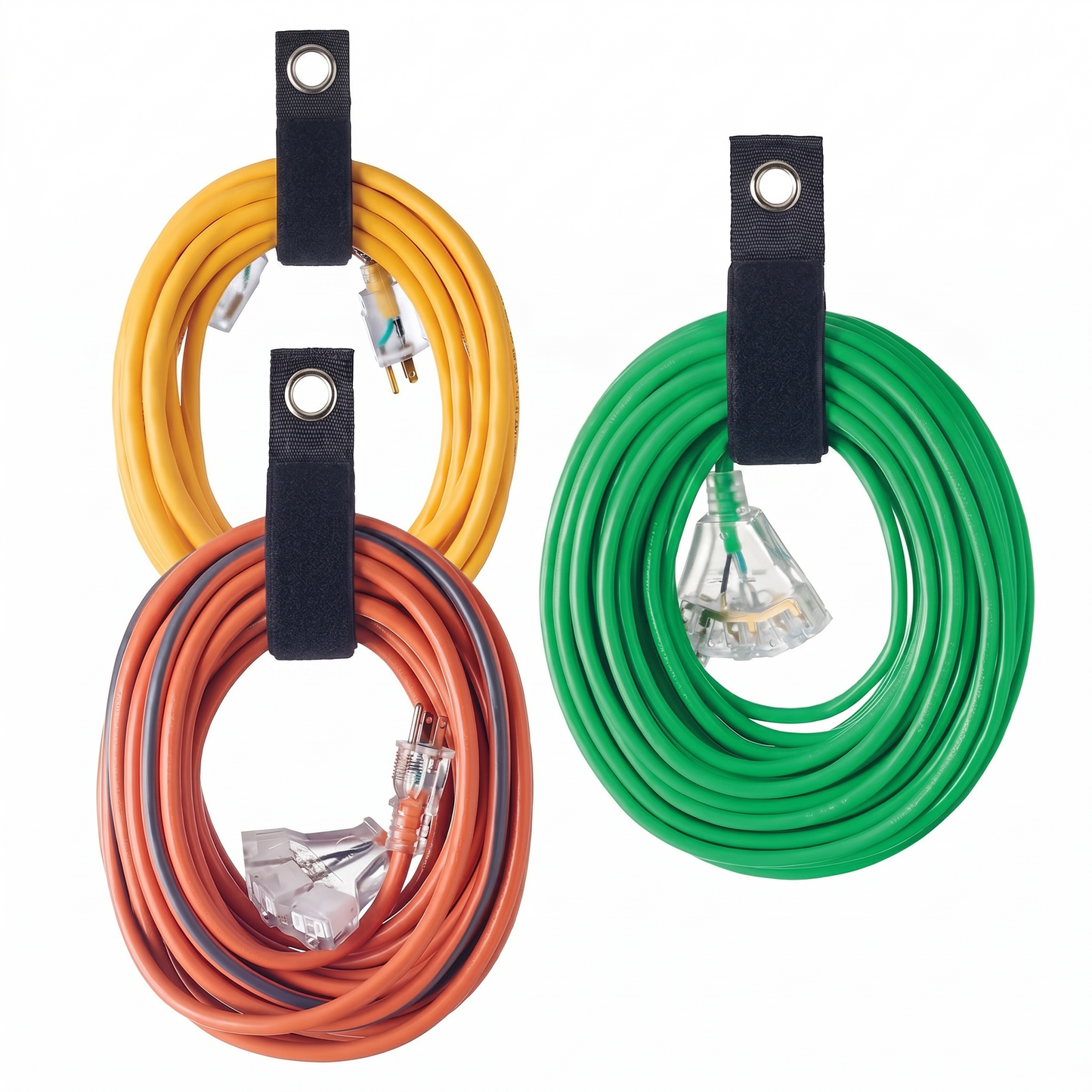 Hang Extension Cord Holder Organizer 3-Pack 10", 14" & 18" Heavy Duty Black Straps CH0315
