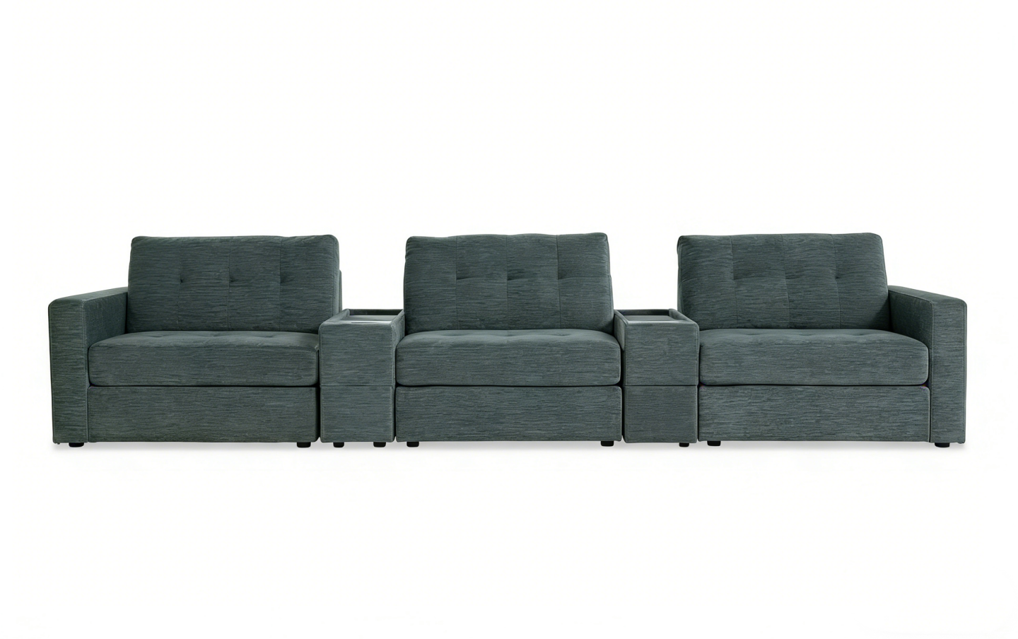 5-Piece Modular Sectional Sofa with Storage & USB Charging Console 147" Wide Charcoal/Gray BO916