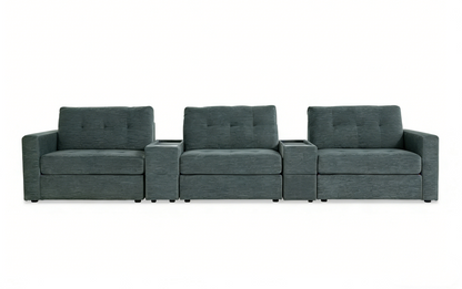 5-Piece Modular Sectional Sofa with Storage & USB Charging Console 147" Wide Charcoal/Gray BO916