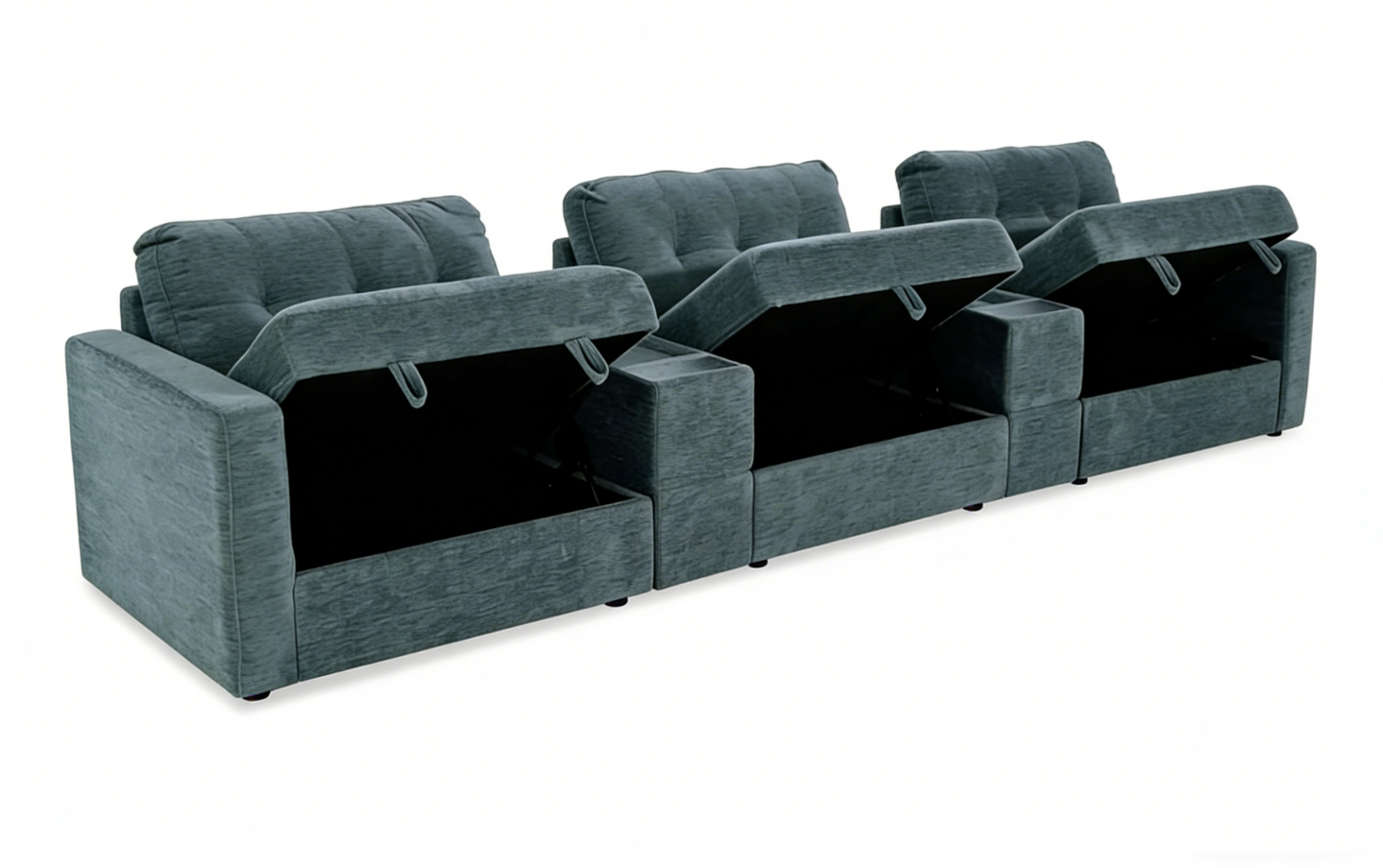 5-Piece Modular Sectional Sofa with Storage & USB Charging Console 147" Wide Charcoal/Gray BO916
