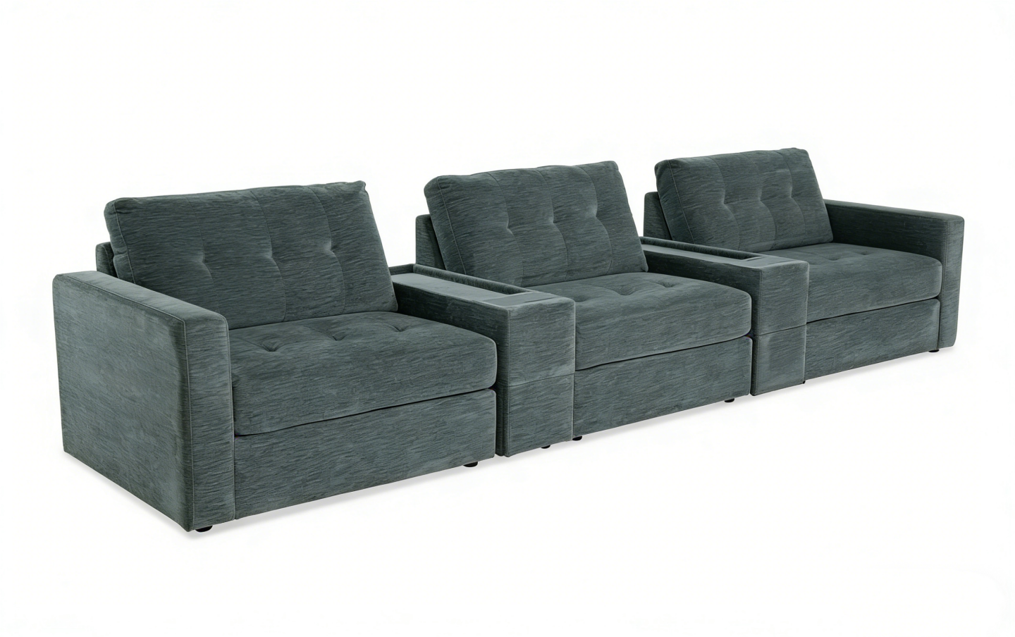 5-Piece Modular Sectional Sofa with Storage & USB Charging Console 147" Wide Charcoal/Gray BO916
