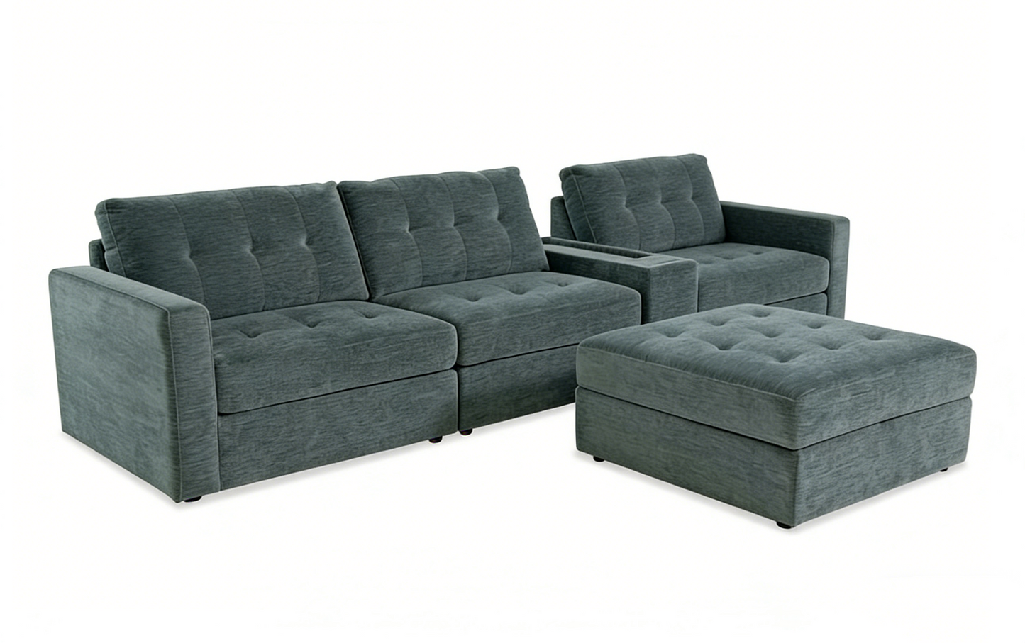 5-Piece Modular Sectional Sofa with Storage Ottoman & USB Charging Console 132" Wide Charcoal or Gray BOM132