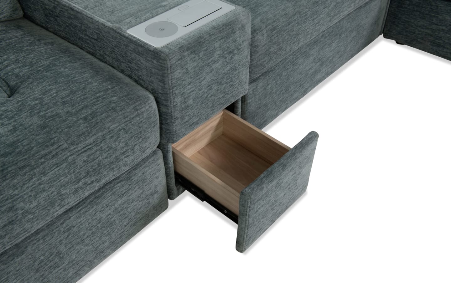 5-Piece Modular Sectional Sofa with Storage Ottoman & USB Charging Console 132" Wide Charcoal or Gray BOM132