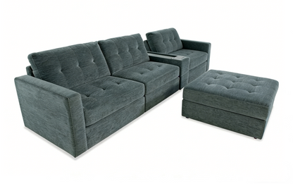 5-Piece Modular Sectional Sofa with Storage Ottoman & USB Charging Console 132" Wide Charcoal or Gray BOM132