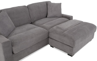 86" L-Shape Sectional Sofa with Reversible Ottoman & Pillows – Left/Right Chaise Couch Gray/Teal/Avocado BO958